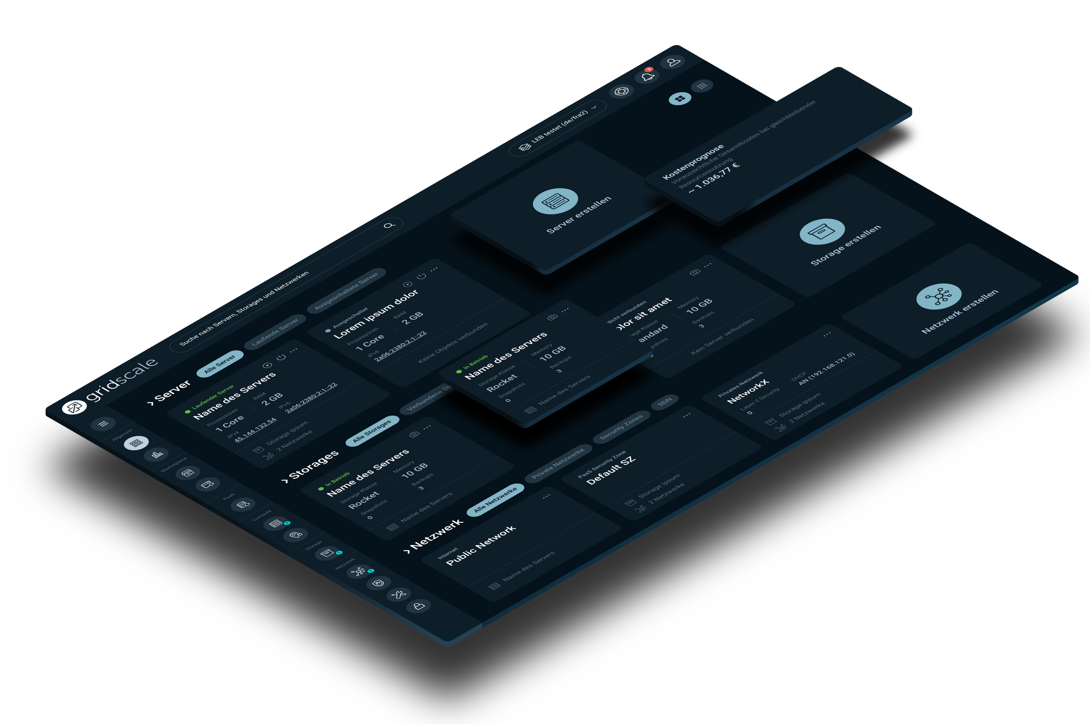 Preview image of website "gridscale - Deine Cloud in 5 Minuten: Private &amp; Public Cloud"