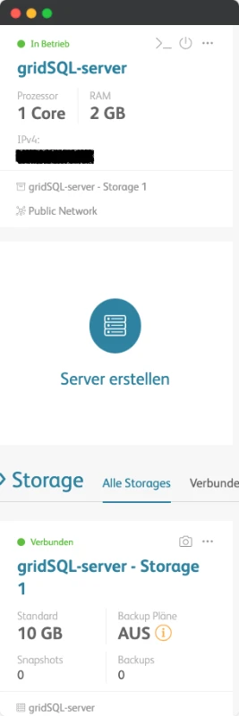 gridSQL Server erstellen