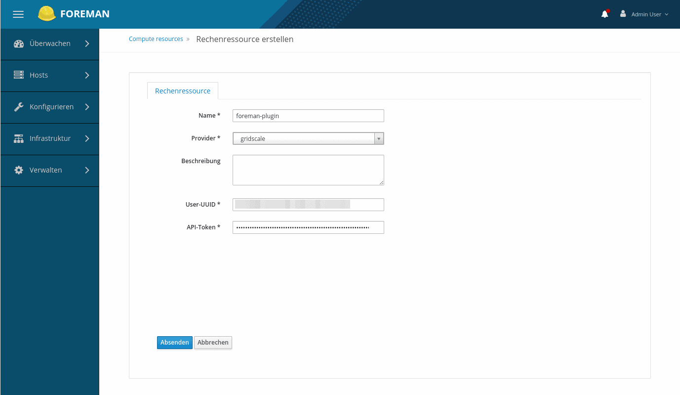 Foreman: The Foreman-Plugin powered and developed by gridscale