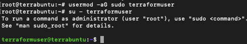 Sudo User Terminal